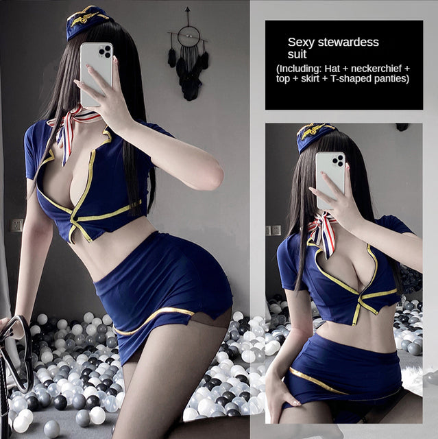 Stewardess Uniform Erotic Temptation Sexy Flight Attendant Uniform Sexy Police Japanese Lingerie