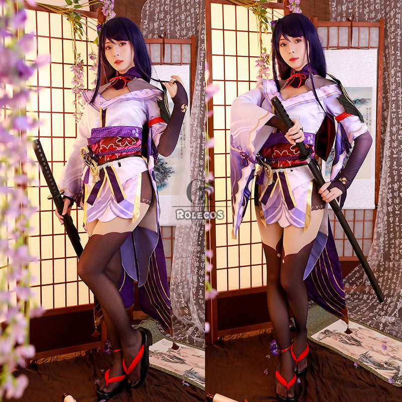 ROLECOS Game Genshin Impact Raiden Shogun Cosplay Costume Baal Raiden Shogun Cosplay Costume Sexy Women Uniform Dress Full Set