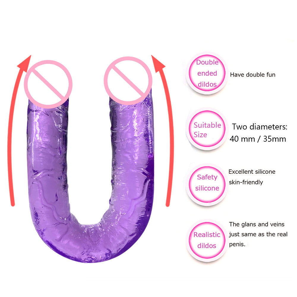 Double head Dildo Long Jelly Realistic Dildo Double Ended Dildo Flexible Big Penis for Women Masturbator Sex Toys for Lesbian