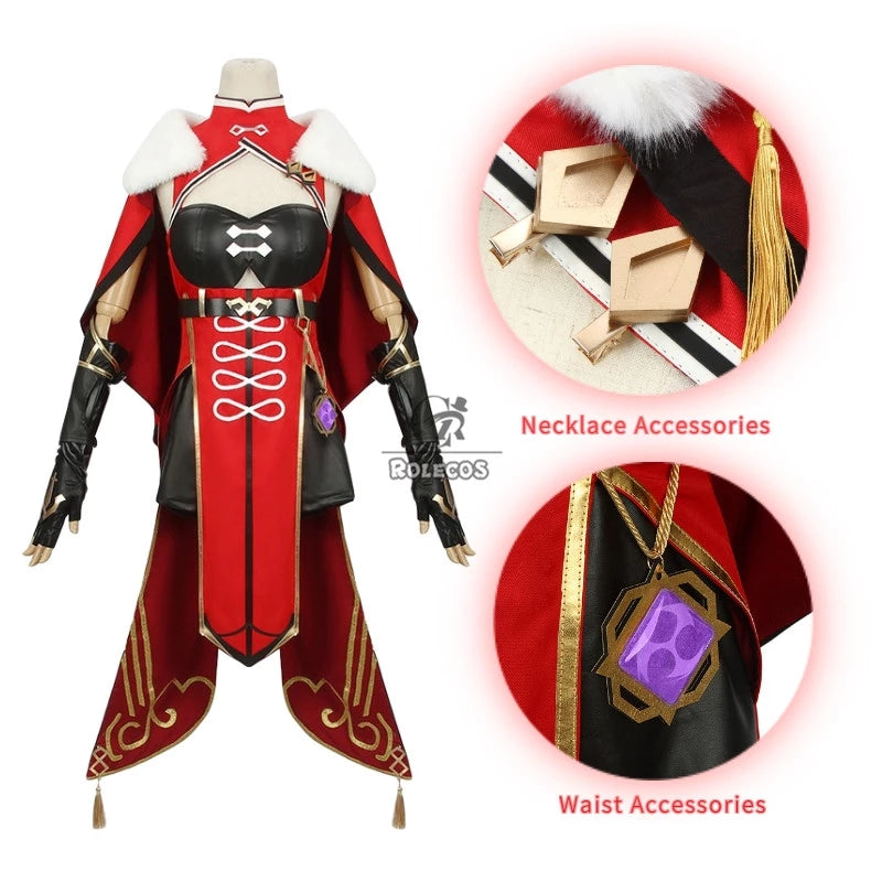 ROLECOS Game Genshin Impact Beidou Cosplay Costume Beidou Dress Cosplay Game Genshin Impact Costume Cloak Gloves Women Halloween