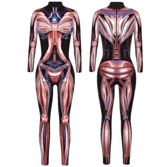 Robot Punk Jumpsuit Catsuit Sexy Women Cosplay Costumes Zentai Halloween Bodysuit