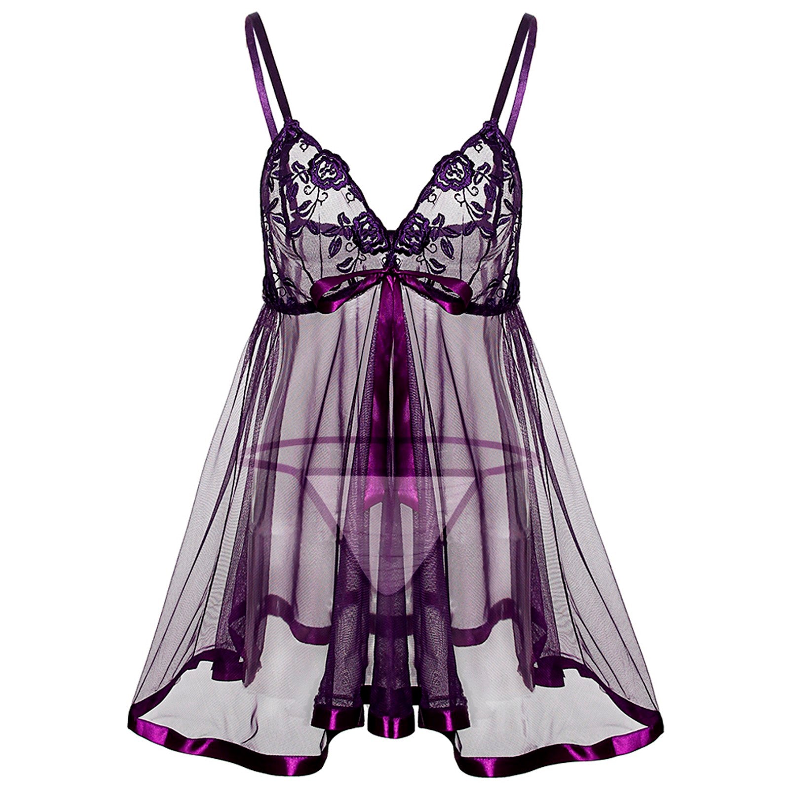 6XL Plus Size Women Nightie See Through Lace Sexy Night Dress Sleepwear Bowknot Lace Women&#39;s Nightgown Sex Lingerie Sleep Tops