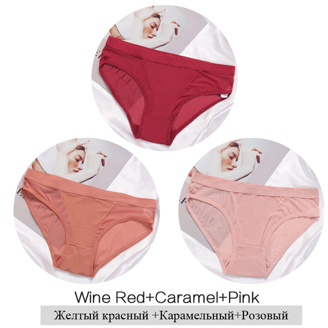 3Pcs/Set Women Mesh Panties Transparent Briefs Low Waist Breathable