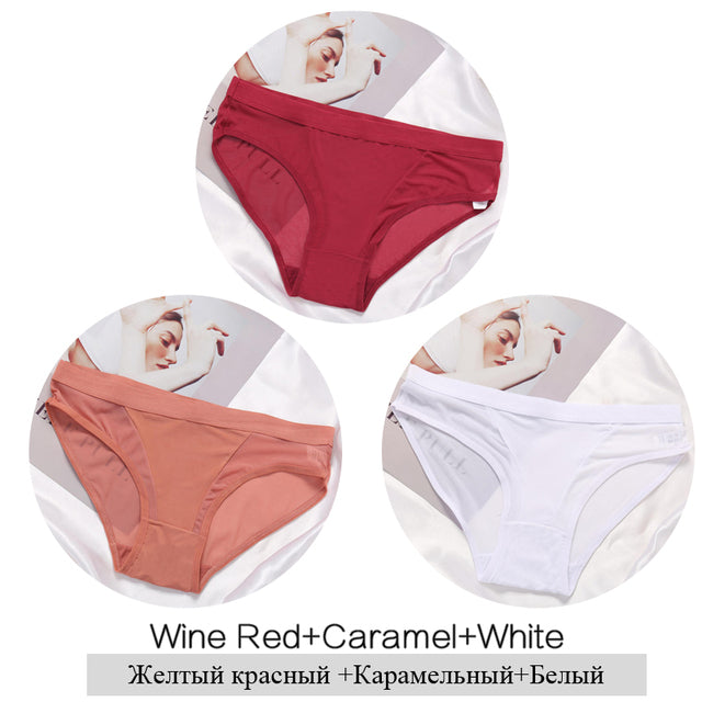3Pcs/Set Women Mesh Panties Transparent Briefs Low Waist Breathable