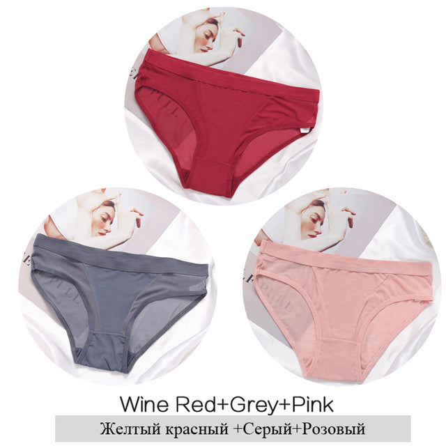 3Pcs/Set Women Mesh Panties Transparent Briefs Low Waist Breathable