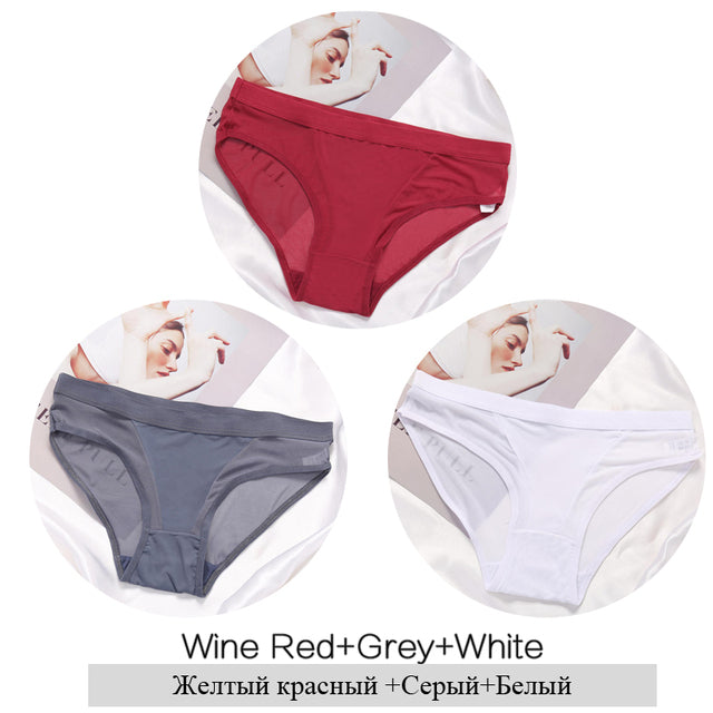 3Pcs/Set Women Mesh Panties Transparent Briefs Low Waist Breathable