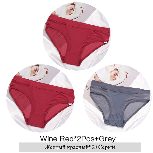 3Pcs/Set Women Mesh Panties Transparent Briefs Low Waist Breathable