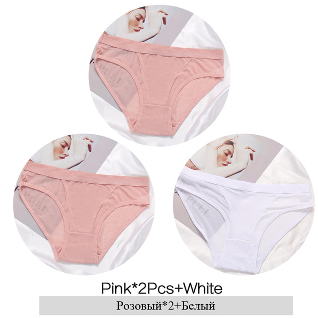 3Pcs/Set Women Mesh Panties Transparent Briefs Low Waist Breathable