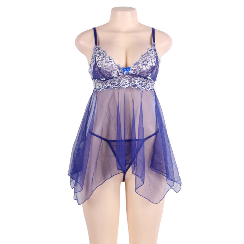Plus Size Nuisette Sexy Woman Nightie Lingerie Porn Sheer Lace Lenceria Mujer Sexy Hot Caliente With G string Erotic Costumes