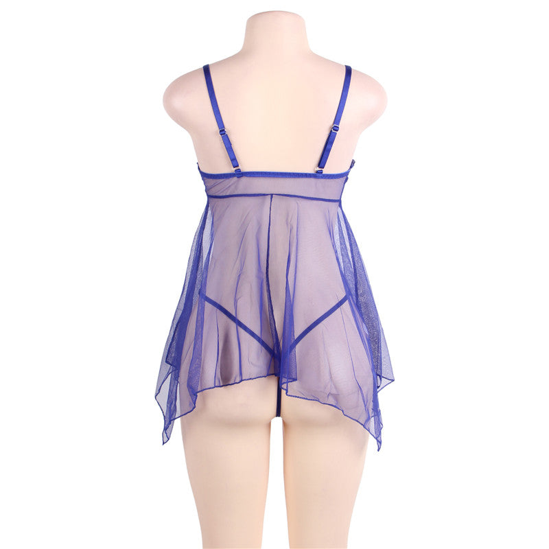 Plus Size Nuisette Sexy Woman Nightie Lingerie Porn Sheer Lace Lenceria Mujer Sexy Hot Caliente With G string Erotic Costumes