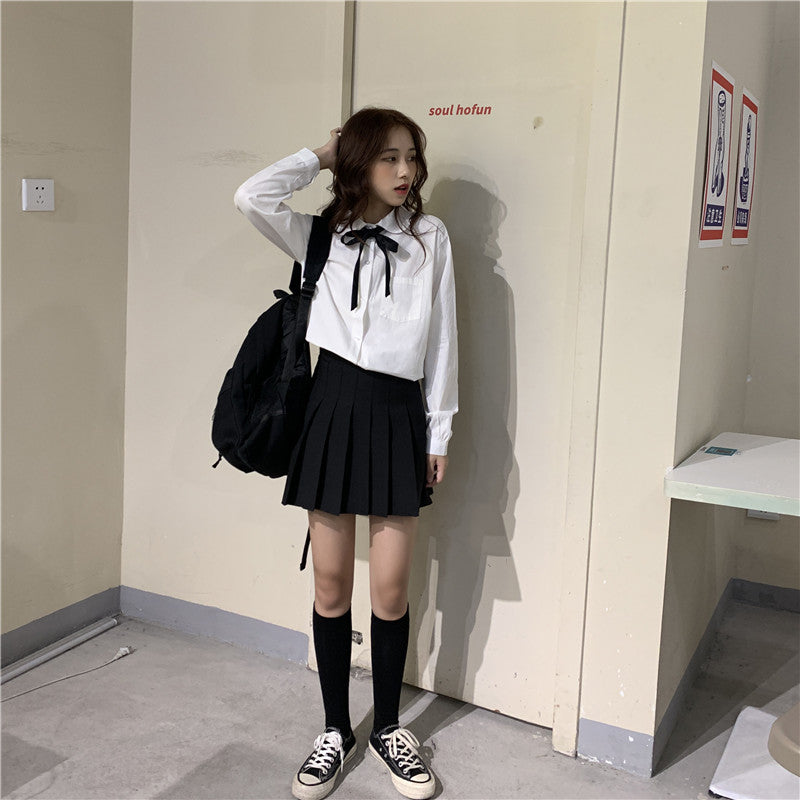 Japanese School Uniform Preppy Style Sweater Women Korean Fashion Loose Simple V-neck Casual School Sweater