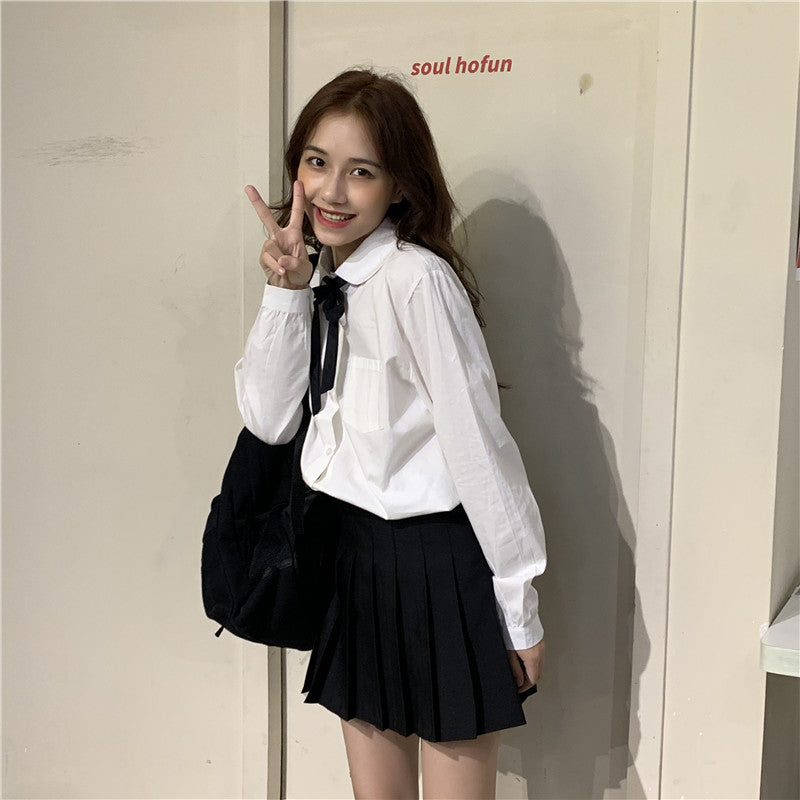 Japanese School Uniform Preppy Style Sweater Women Korean Fashion Loose Simple V-neck Casual School Sweater