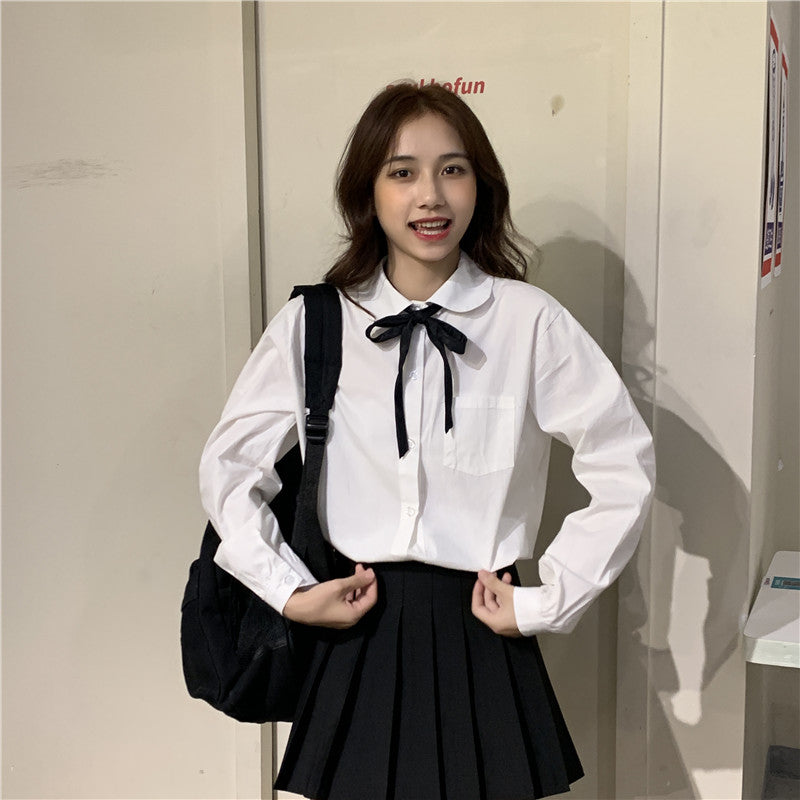 Japanese School Uniform Preppy Style Sweater Women Korean Fashion Loose Simple V-neck Casual School Sweater