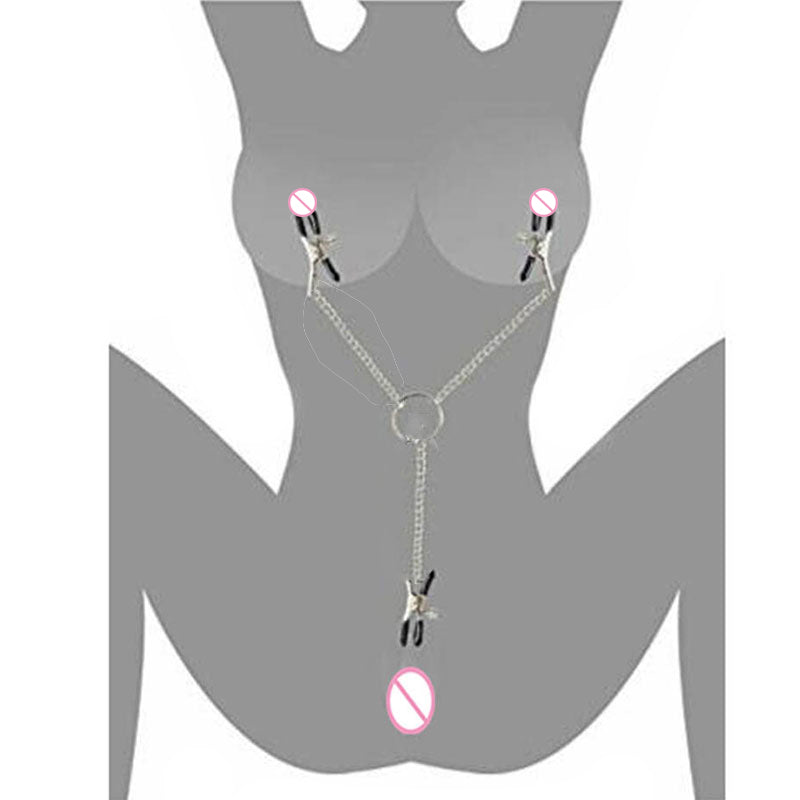 Adult Sex Products Nipple Clamps Labia Breast Chain Clips Bdsm Bondage G Spot Clitoris Stimulator No Vibrator Sex Toys For Women