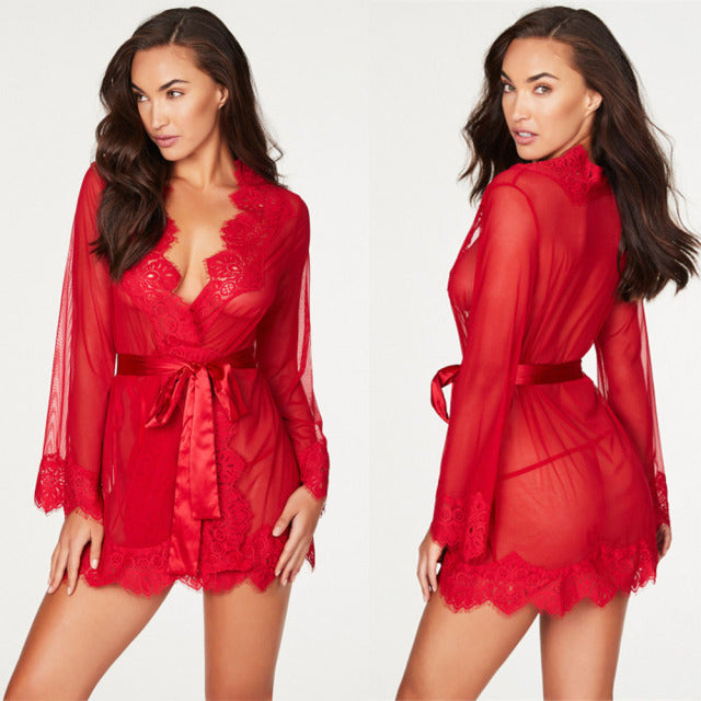 Transparent Sexy Lingerie Porno Costumes Women Lace Plus Size Babydoll Erotic Night Dress For Sex Sleepwear Underwear Nightgown