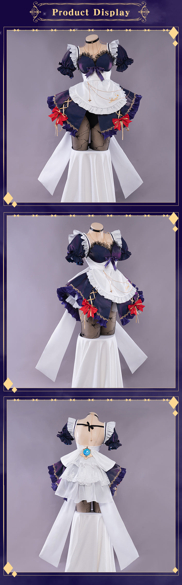 Exclusive Authorization UWOWO Game Genshin Impact Mona Maid Dress New Cosplay Costume Cute Carnival Halloween Christmas