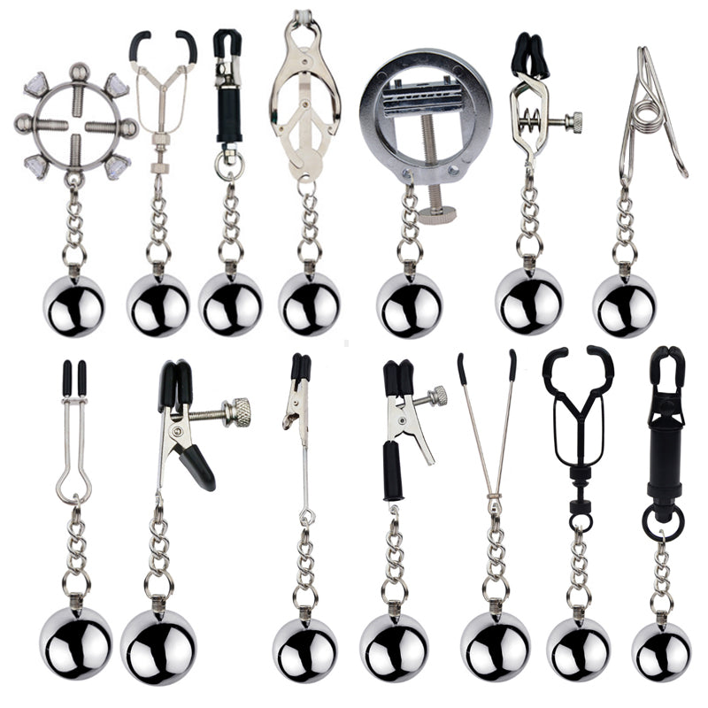 BDSM Bondage Nipple clamp Sex Breast Clamp Clips Stainless Steel Metal Nipple Shaking Clamps Breast Clip Sex Slaves Sex Shop 18+