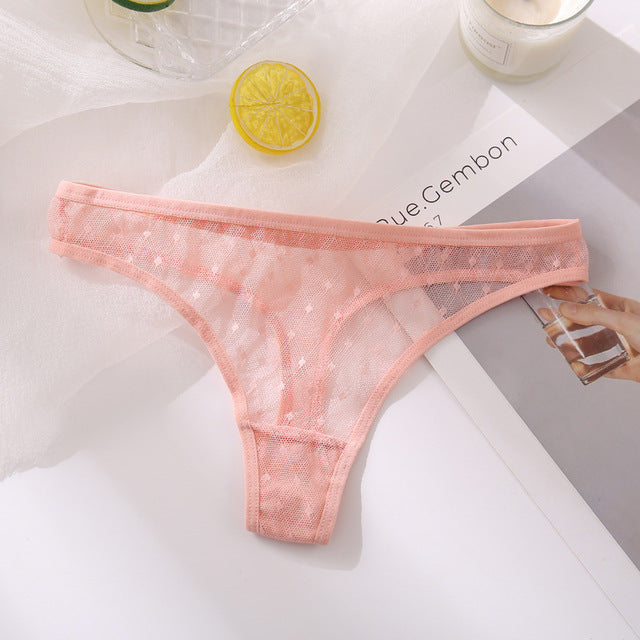 Transparent Lace G-String Panties Women Underwear Low-Waist Female Underpants Mesh Perspective Briefs