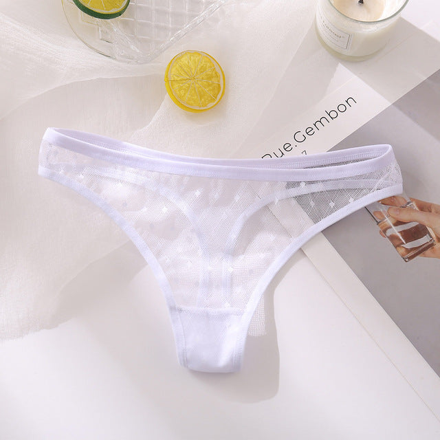 Transparent Lace G-String Panties Women Underwear Low-Waist Female Underpants Mesh Perspective Briefs