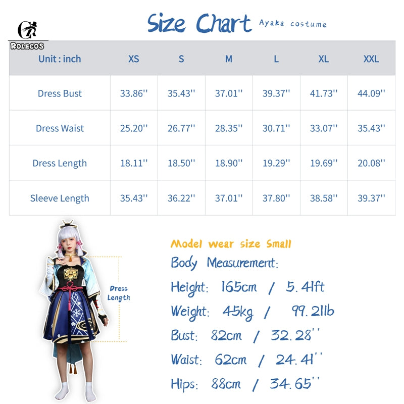 ROLECOS Game Genshin Impact Kamisato Ayaka Cosplay Costume Kamisato Ayaka Cosplay for Women Outfit Dress Halloween Full Set