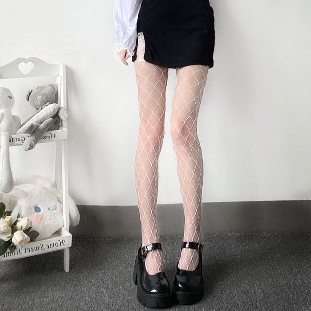 Sexy Women High waist fishnet stocking club tights panty knitting net pantyhose mesh lingerie Anime Lolita Cosplay Costumes