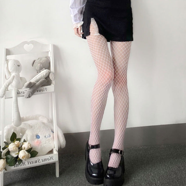 Sexy Women High waist fishnet stocking club tights panty knitting net pantyhose mesh lingerie Anime Lolita Cosplay Costumes