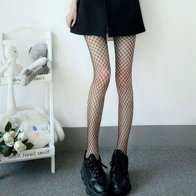 Sexy Women High waist fishnet stocking club tights panty knitting net pantyhose mesh lingerie Anime Lolita Cosplay Costumes