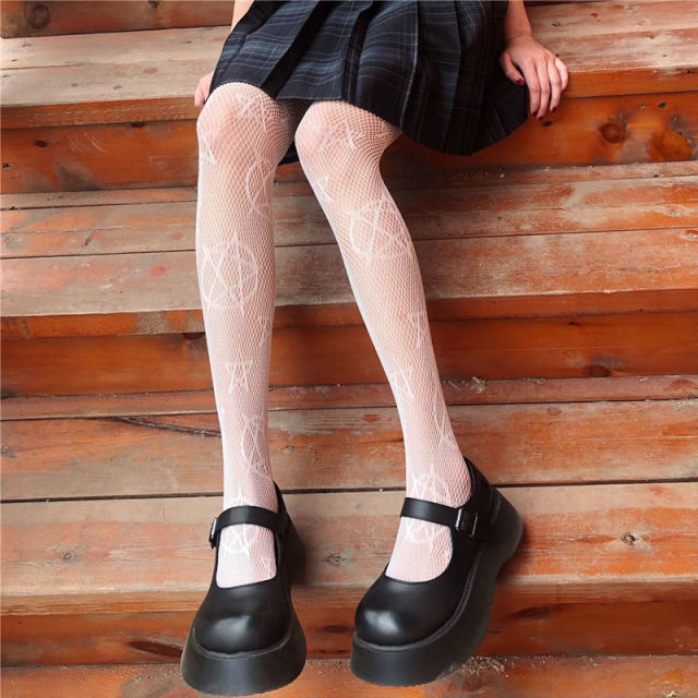 Sexy Women High waist fishnet stocking club tights panty knitting net pantyhose mesh lingerie Anime Lolita Cosplay Costumes