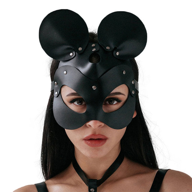 Fullyoung Sexy Leather Mask Bunny Girl Cosplay Masquerade Erotic Halloween Carnival Party Masks Bdsm Bondage Games Fetish Mask