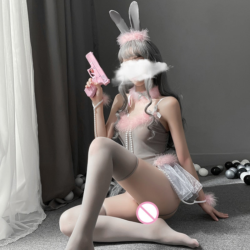 Sexy Classic Bunny Girl Cosplay Outfit Black Pink Japanese Anime Rabbit Uniform Porno Party For Women Sex Lingerie AV Sets