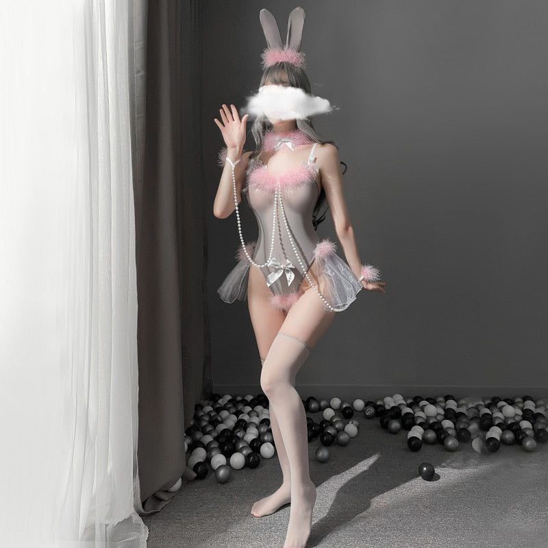 Sexy Classic Bunny Girl Cosplay Outfit Black Pink Japanese Anime Rabbit Uniform Porno Party For Women Sex Lingerie AV Sets