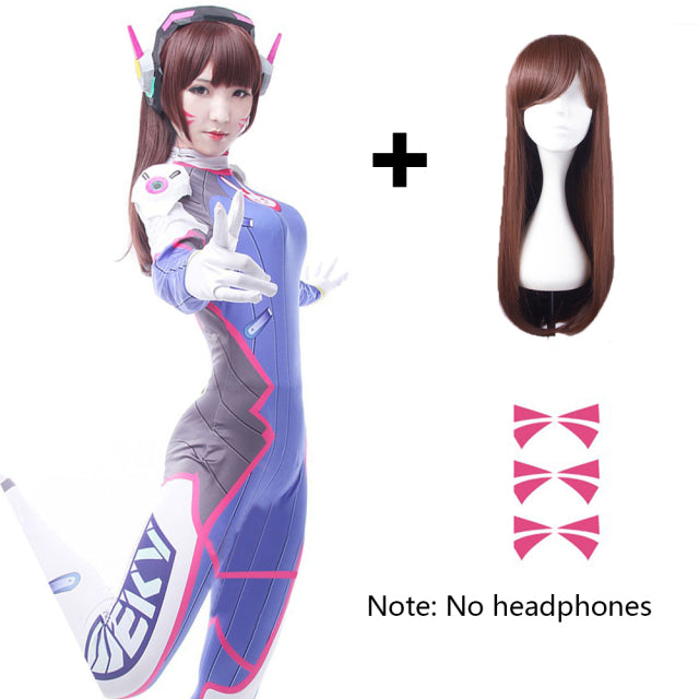Dva Cosplay Costume Game  Female Adult child Lycra 3D Printing Spandex Halloween Party Zentai Wig Suits Gun D.Va cos