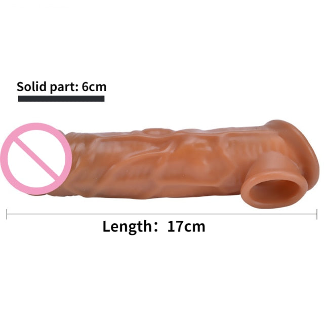Male Dildos Condom Delay Ejaculation Reusable Penis Sleeve Male Enlargement Dick Extender Sex Toys for Men Enhancer Penis Ring
