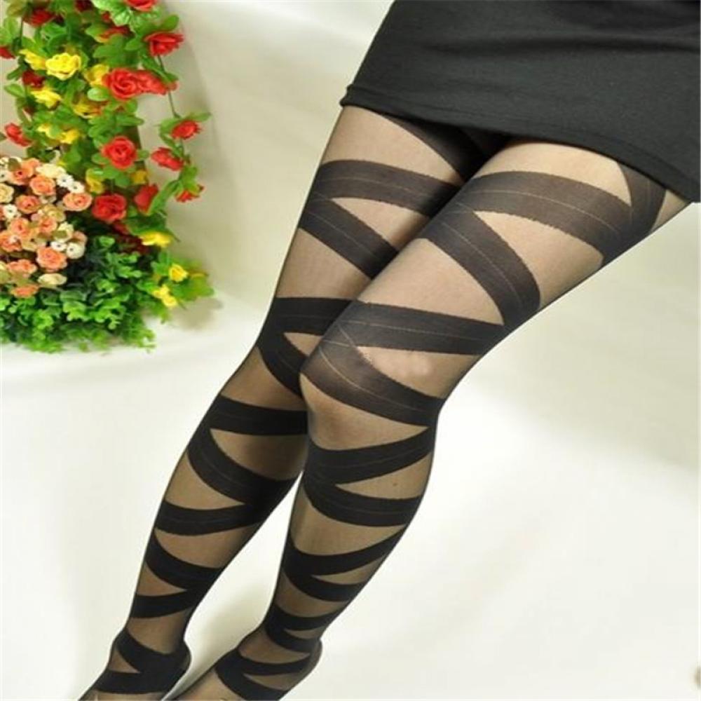 Sexy Black Female Fishnet Tights Women Stockings Hot sale Women Fashion Sexy Black Stripes Pattern Stockings Tights Pantyhoses