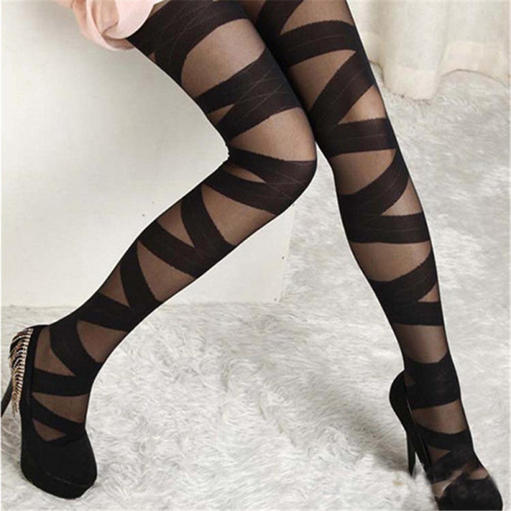 Sexy Black Female Fishnet Tights Women Stockings Hot sale Women Fashion Sexy Black Stripes Pattern Stockings Tights Pantyhoses