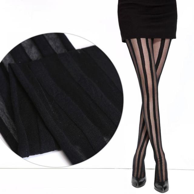 Sexy Black Female Fishnet Tights Women Stockings Hot sale Women Fashion Sexy Black Stripes Pattern Stockings Tights Pantyhoses