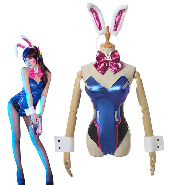 Anime  Game Dva Cosplay costume Sexy Costume Song hana Bunny Girl Cotume Game OW Jumpsuit Women Romper