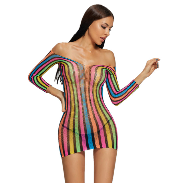 Summer Club Beach Vacation Party Night Lingerie Dress For Women Sexy Fashion Babydoll Fishnet Skinny Mini Wrap Dress Female