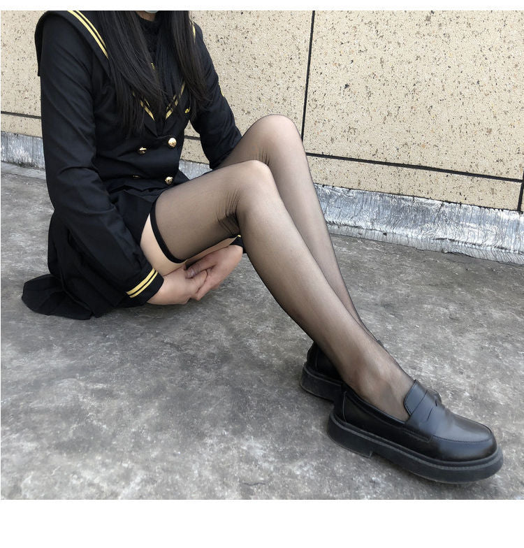 Sweet Ultra-thin Stockings Lace Women Thigh Knee Socks for Ladies Girls over the knee black thin leg knee-high