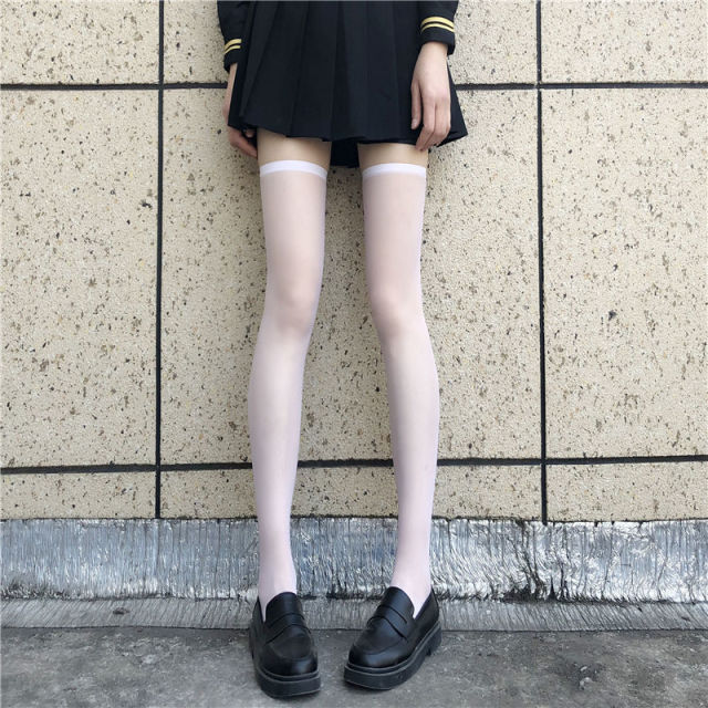 Sweet Ultra-thin Stockings Lace Women Thigh Knee Socks for Ladies Girls over the knee black thin leg knee-high