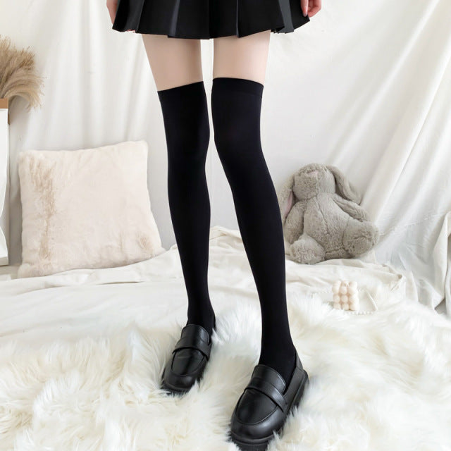 Sweet Ultra-thin Stockings Lace Women Thigh Knee Socks for Ladies Girls over the knee black thin leg knee-high
