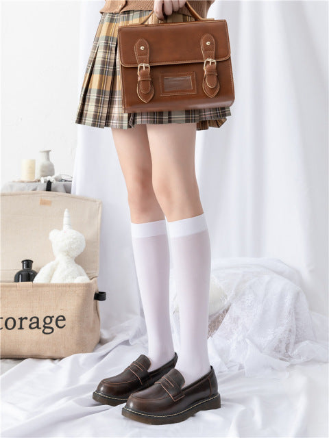 Sweet Ultra-thin Stockings Lace Women Thigh Knee Socks for Ladies Girls over the knee black thin leg knee-high