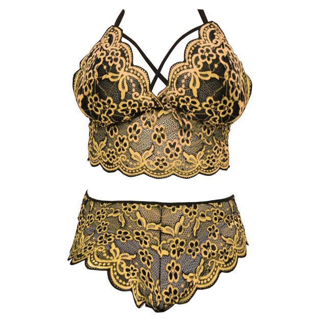 Sexy Erotic Lace Lingerie Set Underwear Cross Bralette Bra Panties Sleepwear Nightwear Pyjamas Intimates Costume Plus Size 4xl