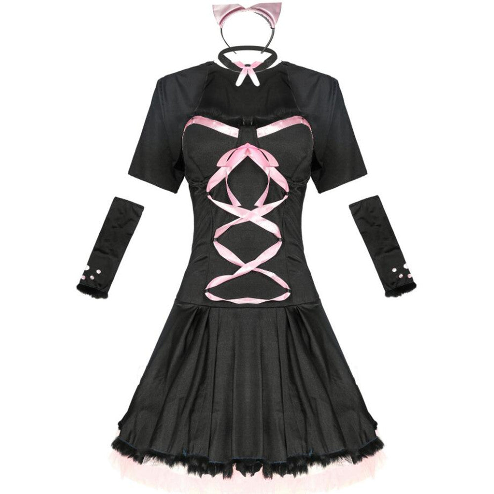 Women Halloween Kitty Costume Adult Cat Girl Animal Cosplay Carnival Purim Masquerade Stage Play Party Dress