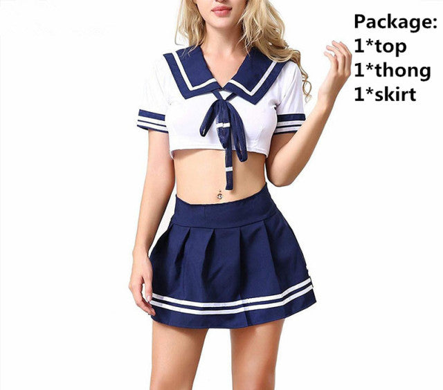 Sexy Cosplay Lingerie Student Uniform Set Ladies Sexy Costume Babydoll Dress Women Lace Miniskirt