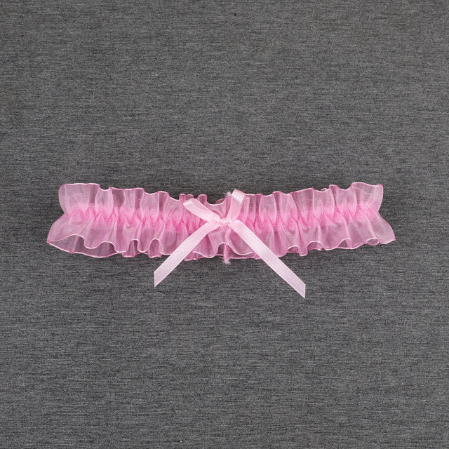 Women Sexy Bow Leg Ring Costume Accessories Lace Floral Garters Belt Leg Loop Wedding Bridal Cosplay Fashion Girls Stocking Ring