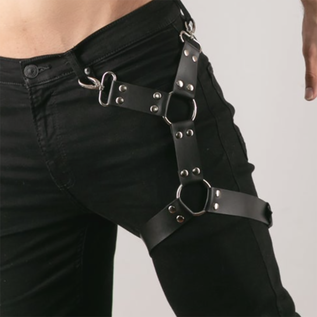 Gay Goth Pastel Pu Leather Garter Belt Bondage Leg Harness Waist Straps Harness Suspenders For Jeans Pants Men Accessories