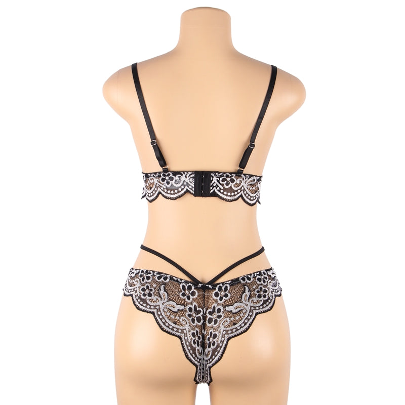 Comeondear Sexy Bra Set Lace Cross Strap Women Underwear Set Plus Size Sexy Lingerie Set Embroider Sensual Lingerie Underwear
