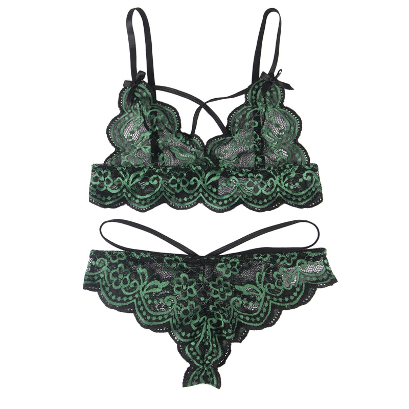 Comeondear Sexy Bra Set Lace Cross Strap Women Underwear Set Plus Size Sexy Lingerie Set Embroider Sensual Lingerie Underwear