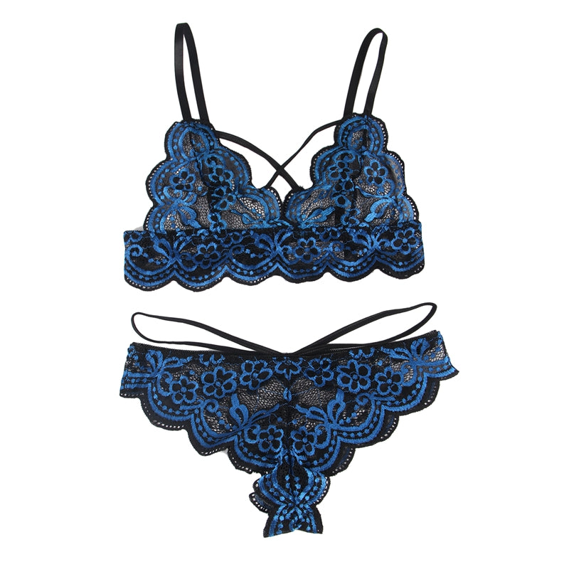 Comeondear Sexy Bra Set Lace Cross Strap Women Underwear Set Plus Size Sexy Lingerie Set Embroider Sensual Lingerie Underwear